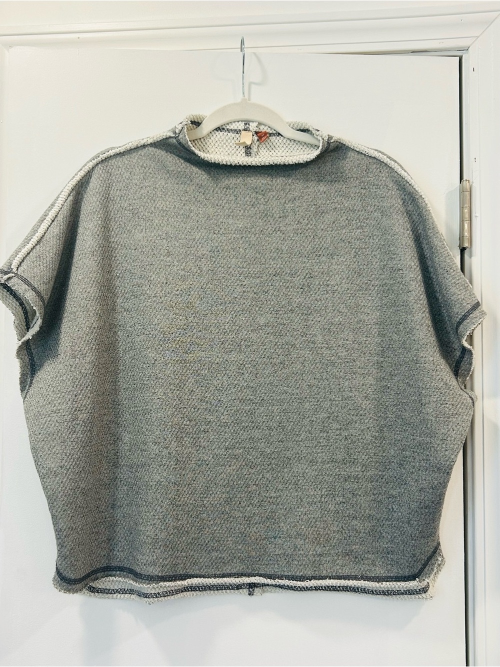 Pilcro cozy oversized Gray/Ivory Textured Knit Batwing Sweatshirt